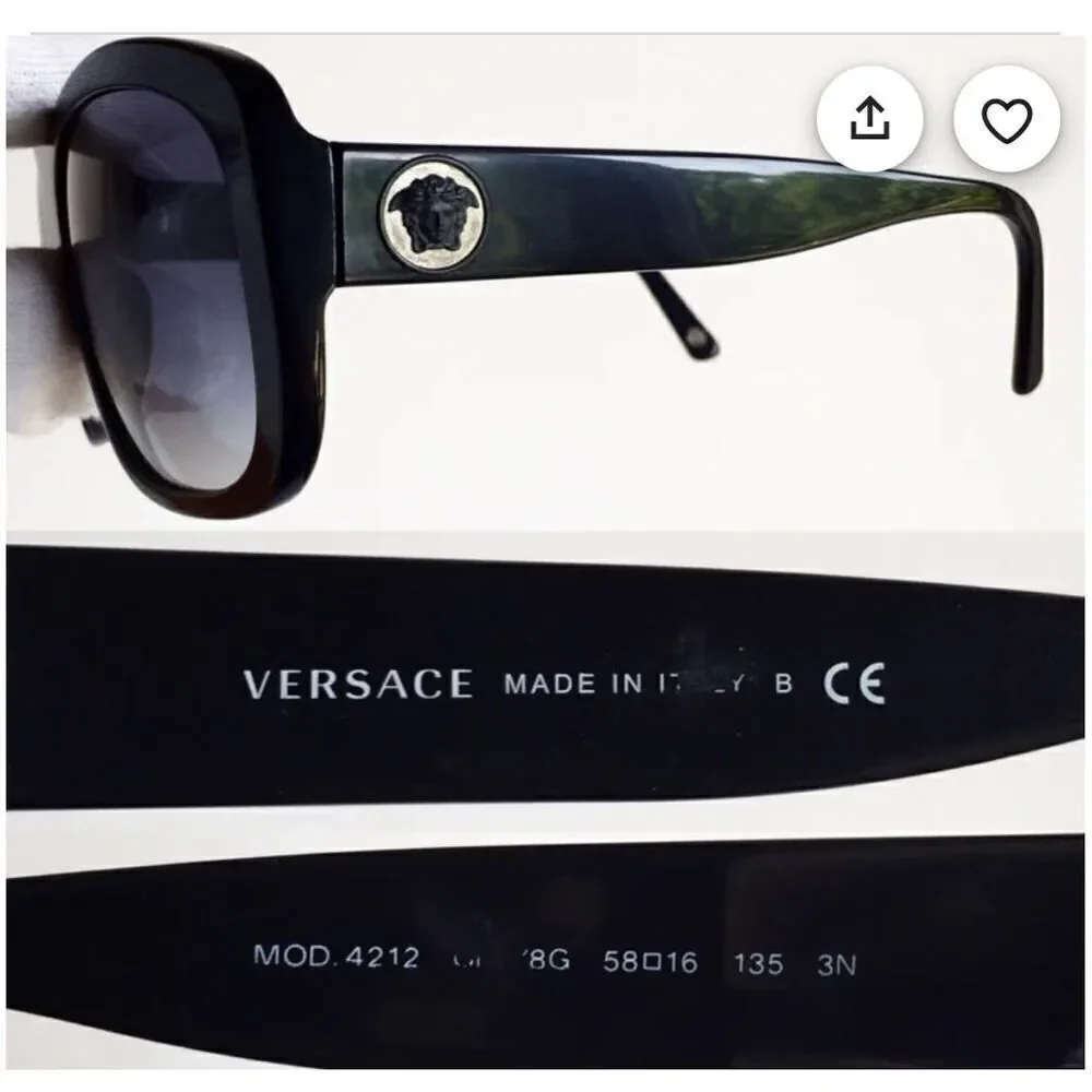 VERSACE vintage sunglasses rare wrap black square frame shield mask oversized